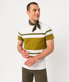 tee-shirt manches courtes a rayures homme vertE067601_1