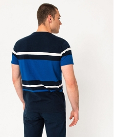 tee-shirt manches courtes a rayures homme bleu tee-shirtsE067701_3