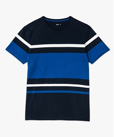 tee-shirt manches courtes a rayures homme bleuE067701_4