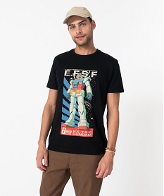 tee-shirt manches courtes imprime rx-78-2 gundam homme - mobile suit gandam noir tee-shirtsE068201_2
