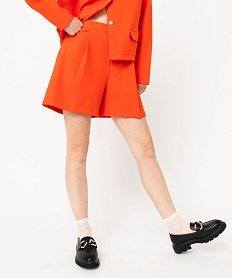 GEMO Short à plis avec taille élastique femme orange standard
