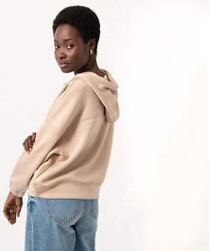 sweat a capuche oversize avec col zippe femme beige sweatsE072101_3