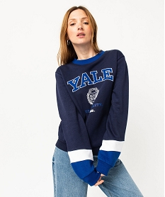 sweat molletonne avec large inscription femme - yale bleu sweatsE072701_1