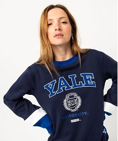 sweat molletonne avec large inscription femme - yale bleuE072701_2