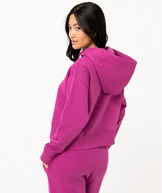 sweat court a capuche avec message brode femme violet sweatsE072901_3