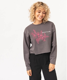 GEMO Sweat court avec motif sur le buste femme Gris