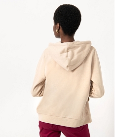 sweat zippe a capuche avec interieur molletonne femme beige sweatsE075101_3