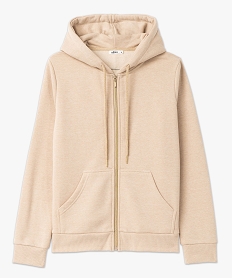 sweat zippe a capuche avec interieur molletonne femme beige sweatsE075101_4