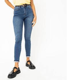 jean skinny taille haute stretch femme bleu taille hauteE075501_1