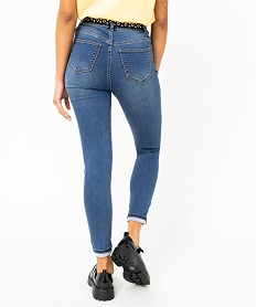 jean skinny taille haute stretch femme bleu taille hauteE075501_3