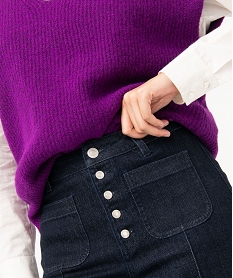 jean wide legs taille haute avec braguette boutons femme bleuE077001_2