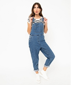 GEMO Salopette en jean coupe mom femme Bleu
