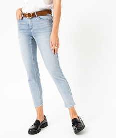 GEMO Jean slim longueur 78ème avec ceinture femme Gris