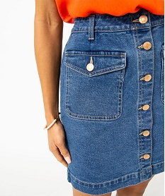 jupe en jean boutonnee sur lavant femme bleu jupes en jeanE079101_2