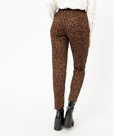 pantalon droit en toile extensible imprime leopard femme brunE079701_3