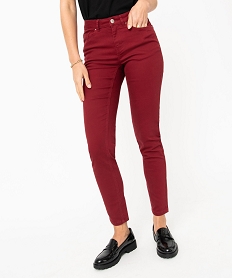 pantalon femme coupe slim taille normale rouge pantalonsE080201_1