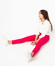 pantalon coupe slim taille normale femme rose pantalonsE080301_1