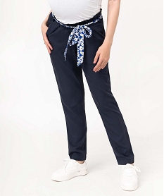 pantalon de grossesse avec bandeau bas coupe carotte bleuE080601_1