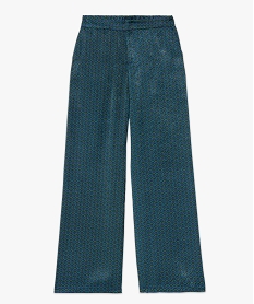 pantalon large en satin fluide imprime femme bleu pantalons fluidesE080901_4