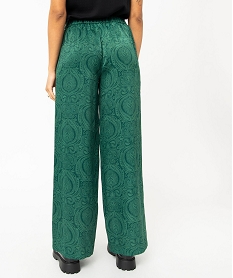 pantalon large en satin fluide imprime femme vertE081001_3