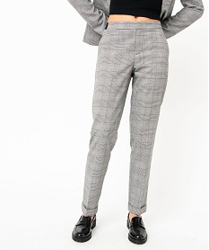 pantalon a motif prince de galles et ceinture elastique femme imprime pantalonsE081301_2