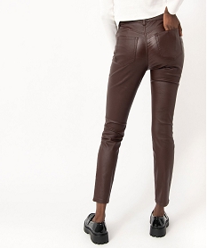 pantalon enduit taille haute coupe skinny push-up femme brun pantalonsE081901_3