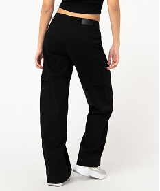 pantalon large coupe cargo femme noir pantalonsE082201_3