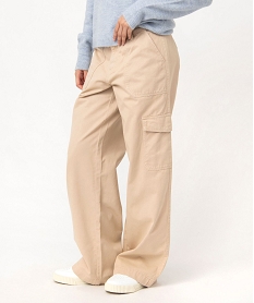 pantalon large coupe cargo femme beigeE082301_1