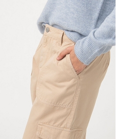 pantalon large coupe cargo femme beigeE082301_2