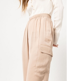 pantalon cargo en matiere satinee femme beige pantalonsE082801_2