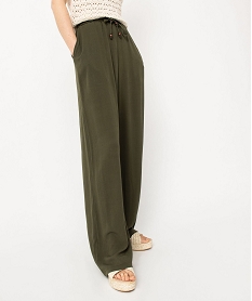 pantalon en maille fluide aspect crepe femme vertE083301_2