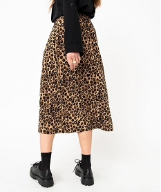 jupe droite midi a boutons imprime leopard femme imprimeE084201_3