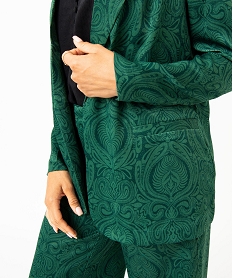 veste blazer femme imprimee en matiere satinee vert vestesE085101_2