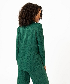 veste blazer femme imprimee en matiere satinee vert vestesE085101_3