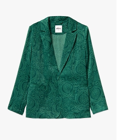 veste blazer femme imprimee en matiere satinee vert vestesE085101_4