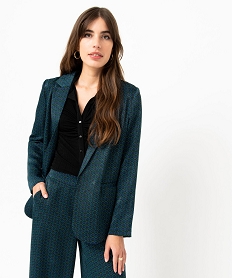 veste blazer femme imprimee en matiere satinee bleu vestesE085901_2