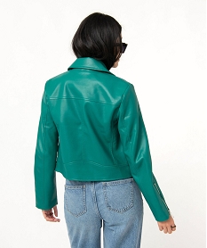 blouson biker en synthetique imitation cuir femme vert vestesE086301_3