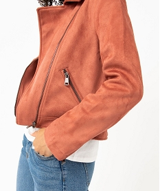 blouson en suedine esprit biker femme rose vestesE086401_2