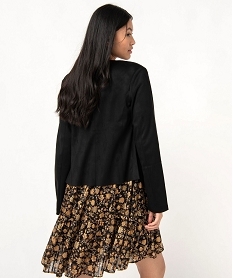 veste en suedine souple portee ouverte femme noir vestesE086501_3