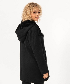 manteau en maille avec col fourrure imitation femme noir manteauxE087901_3
