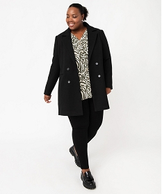 GEMO Manteau droit à double boutonnage femme grande taille noir standard