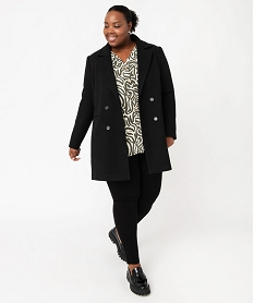 GEMO Manteau droit à double boutonnage femme grande taille Noir