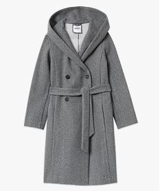 manteau femme mi-long a grand col capuche gris manteauxE088601_4