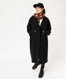 manteau long oversize double boutonnage femme noir manteauxE088801_2