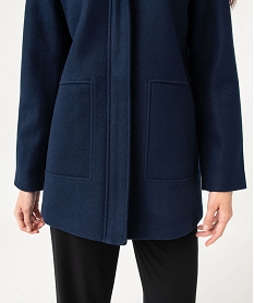 manteau court zippe a capuche doublee sherpa femme bleuE088901_2