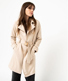 manteau trench en suedine avec ceinture femme beigeE089601_2