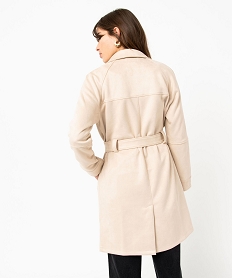 manteau trench en suedine avec ceinture femme beige manteauxE089601_3