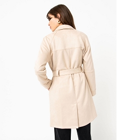 manteau trench en suedine avec ceinture femme beigeE089601_3