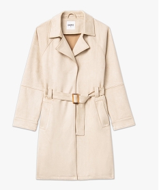 manteau trench en suedine avec ceinture femme beigeE089601_4