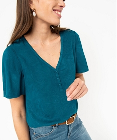 blouse femme manches courtes en viscose fluide bleuE090201_2